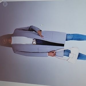 Prinbara gray cardigan sweater long slv snap closure 2 pocket knee length S NEW…